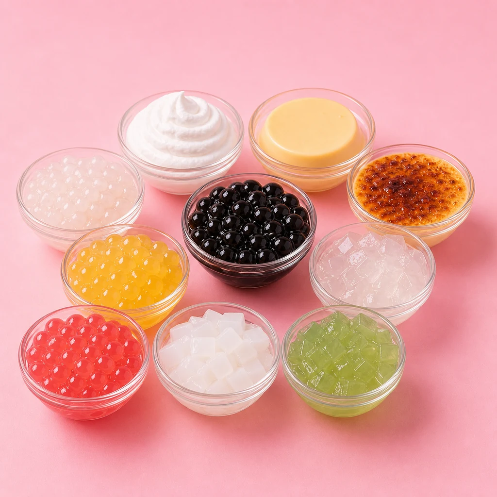 Assortiment de toppings bubble tea